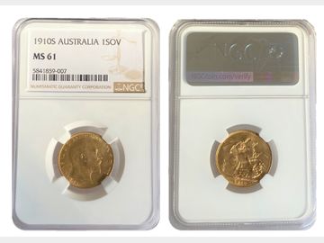 1910 EDWARD VII SYDNEY MINT SOVEREIGN MS61