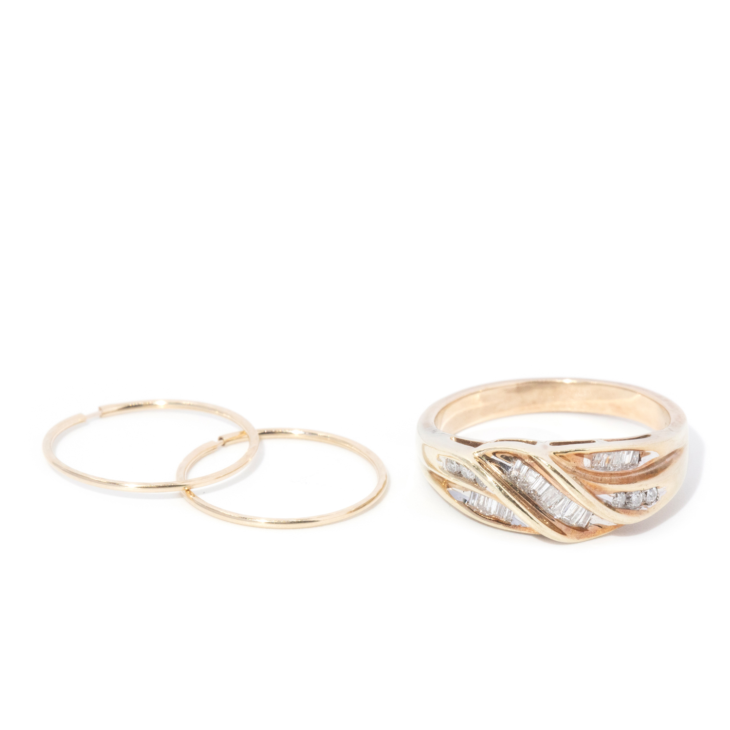 9 carat Gold Earrings and Diamond Ring
