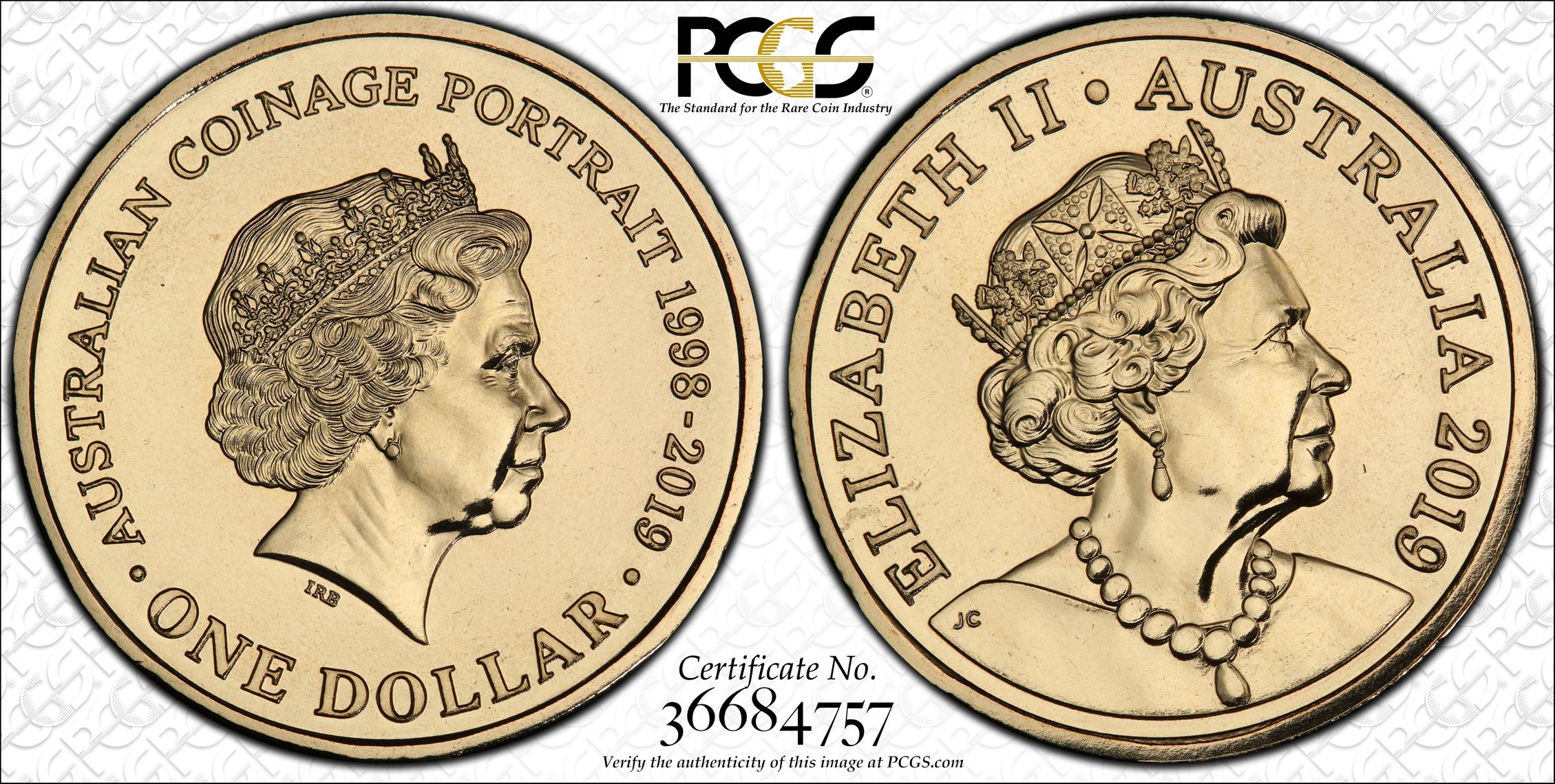 2019 Australia One Dollar, $1 Coinage Portrait 1998-2019 PCGS - MS68 -757
