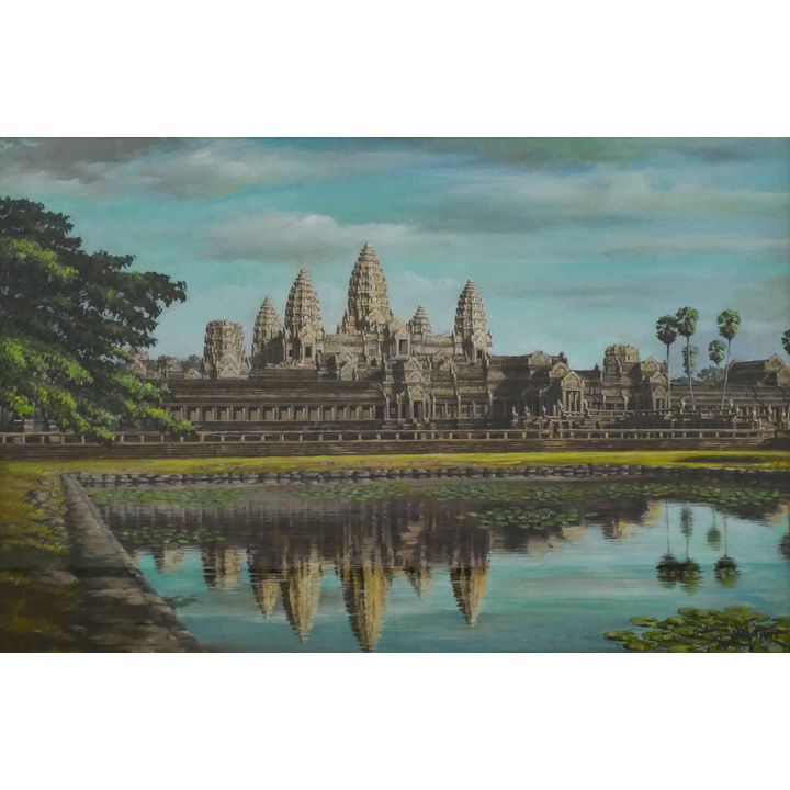 Angkor Wat Cambodia Oil Painting Framed 25.5''x35.5''