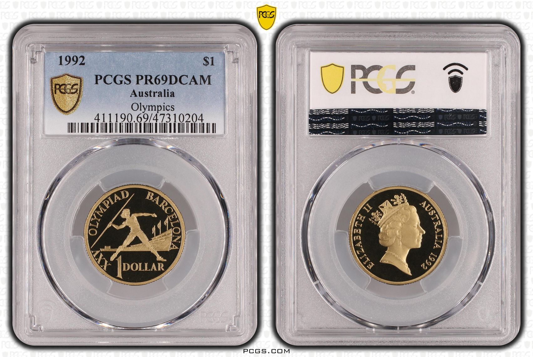 Elizabeth II, Olympics , One Dollar, 1992, PCGS PR69DCAM