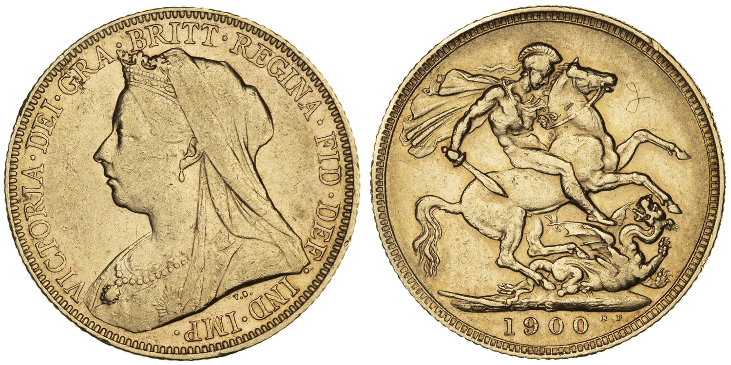 Victoria, St George Reverse, Sovereign, 1900-S, Fine