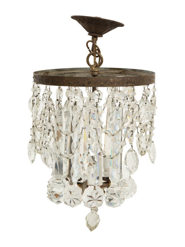 A French Gilt Metal and Cut Glass Three-Light Chandelier