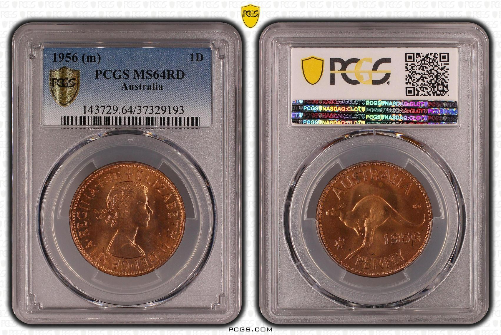 1956 Australia Penny PCGS - MS64RD -193