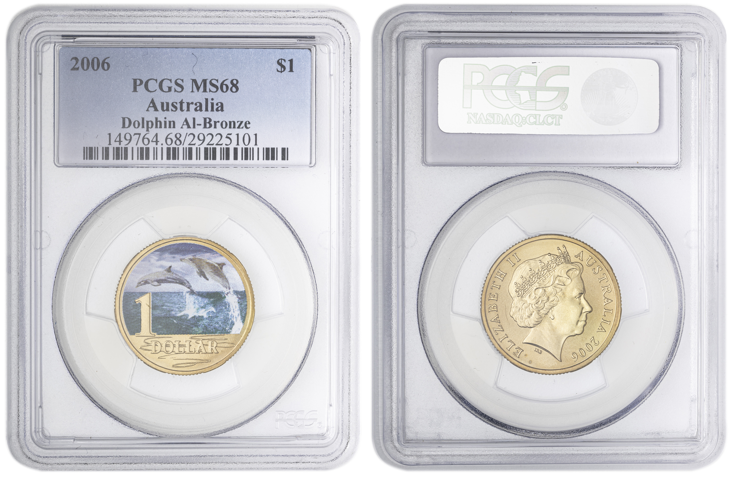 Dolphin Al-Bronze , One Dollar, 2006, PCGS MS68