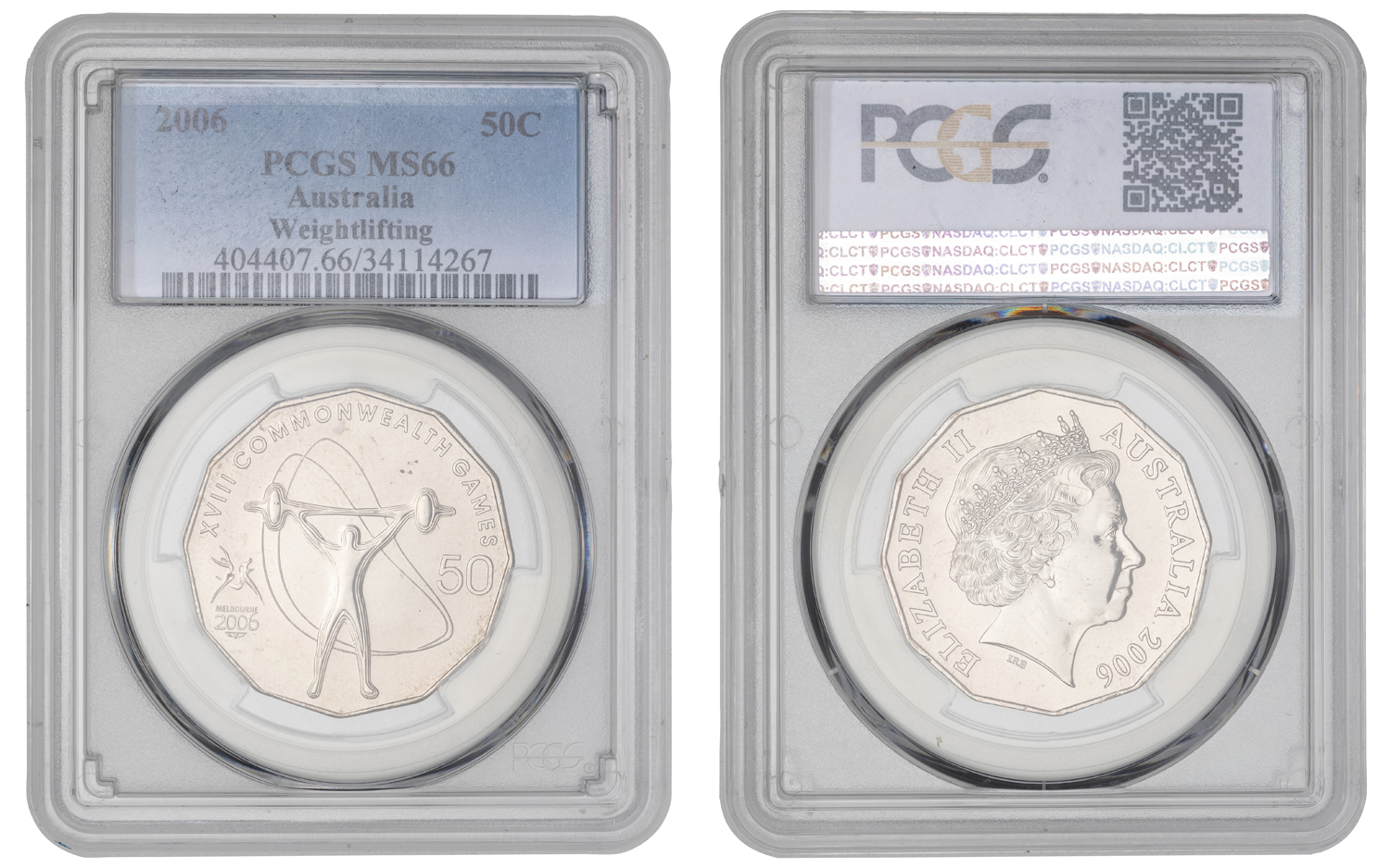 Elizabeth II, Weightlifting, Fifty Cent, 2006, PCGS MS66