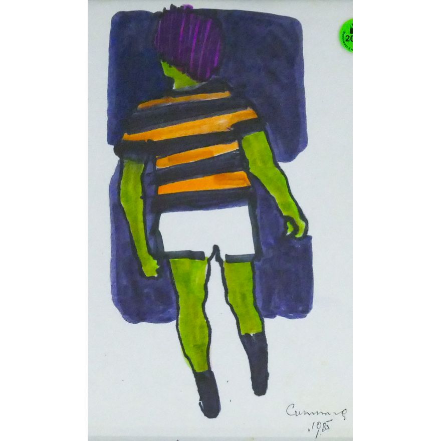 William Cumming ''Figure with Stripes'' 1985 Ink Marker