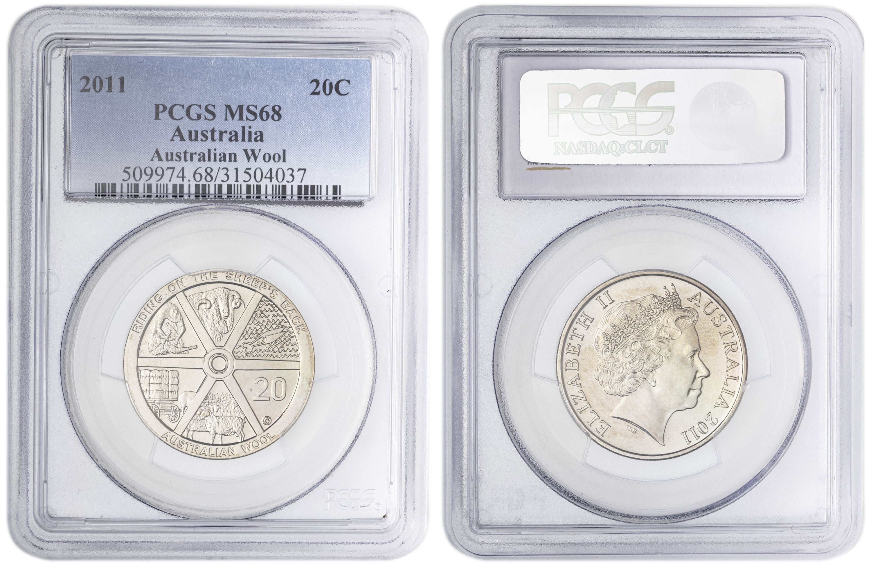 Australian Wool , Twenty Cent, 2011, PCGS MS68