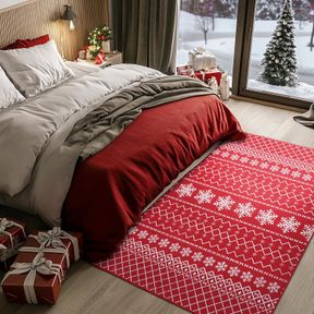 CHRISTMAS WASHABLE RUGS FOR BEDROOM 4X6 MACHINE WASHABLE ENTRYWAY RUG XMAS NON-SLIP RUG XMAS CARPET SOFT FLOOR COVER LOW PILE RUG