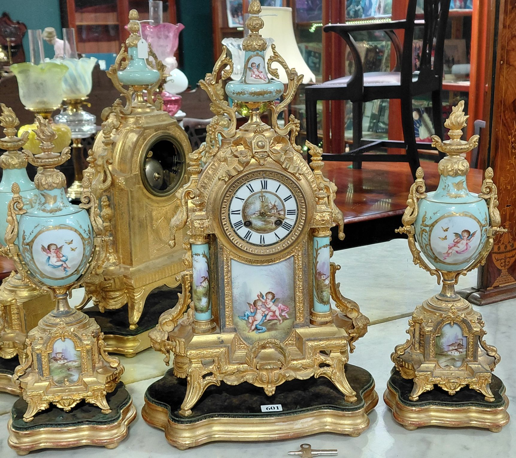 19TH CENTURY FRENCH ORMOLU CLOCK GARNITURE