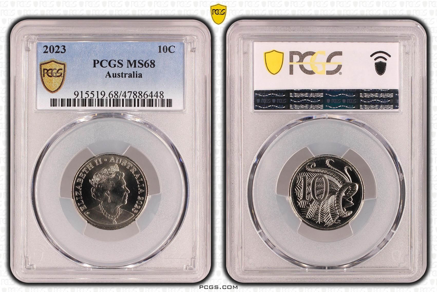 Elizabeth II, Ten Cent, 2023, PCGS MS 68