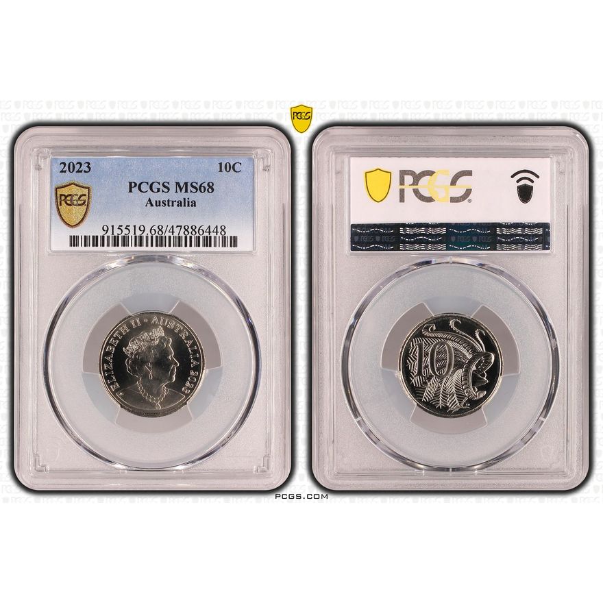 Elizabeth II, Ten Cent, 2023, PCGS MS 68
