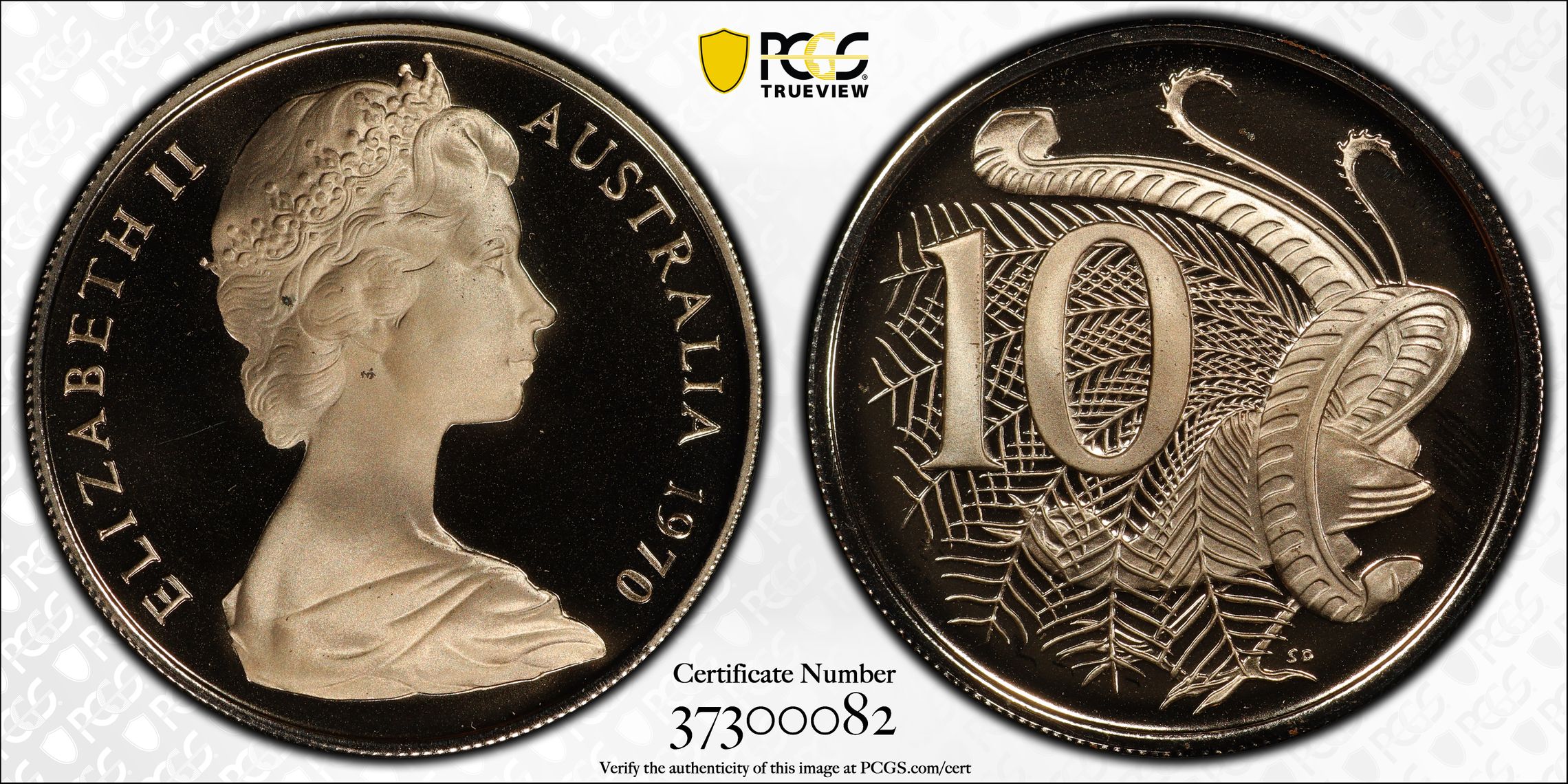 1970 Australia Ten Cent, 10c PCGS - PR69DCAM -082