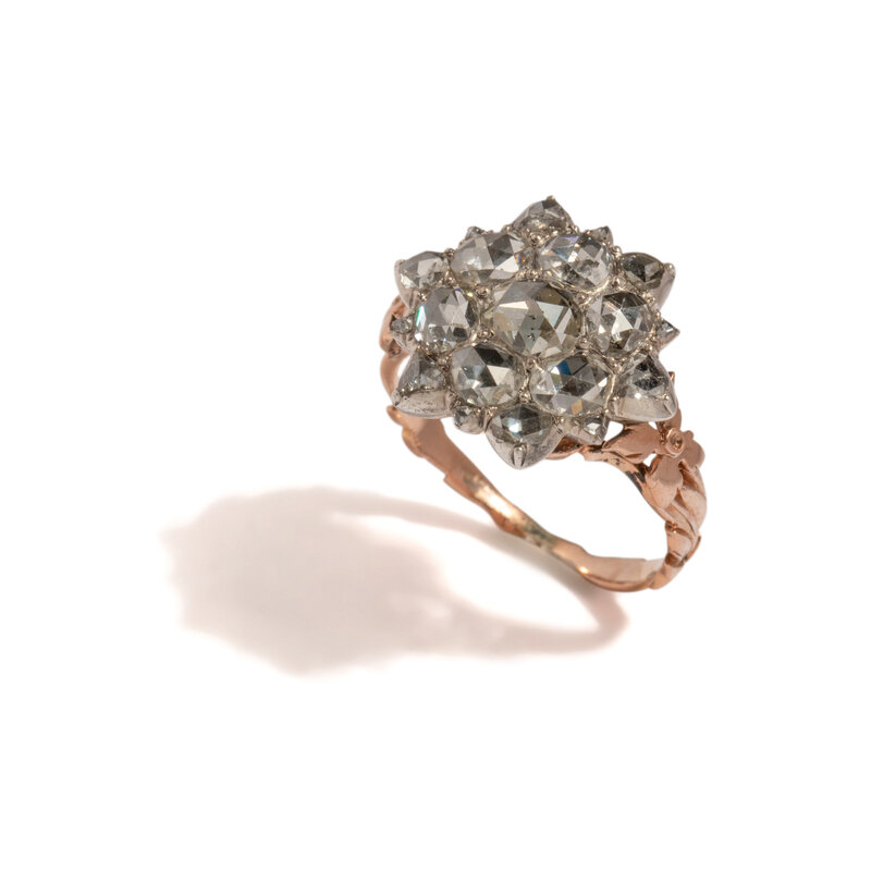 GEORGIAN, DIAMOND CLUSTER RING