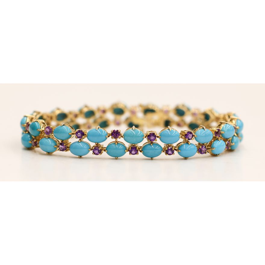 LeVian 14k Turquoise & Amethyst Bracelet