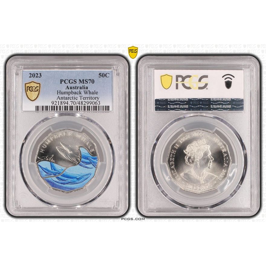 Humpback Whale Colorized, Fifty Cent, 2023, PCGS MS70