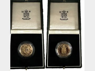 1989 ELIZABETH II 'TUDOR ROSE' PROOF GOLD 2 POUND COIN BOXED.