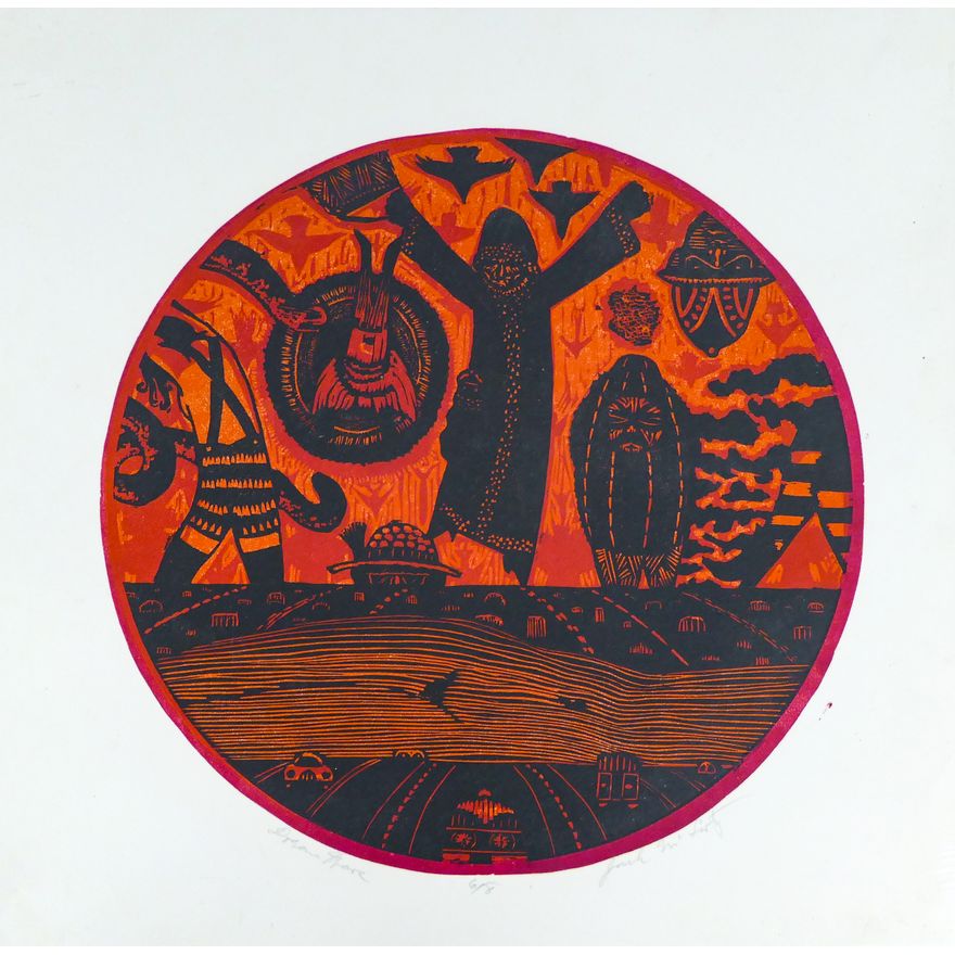 Jack McLarty ''Dream Wars'' S/N Colored Woodcut Sheet 15.25''x15.75''.