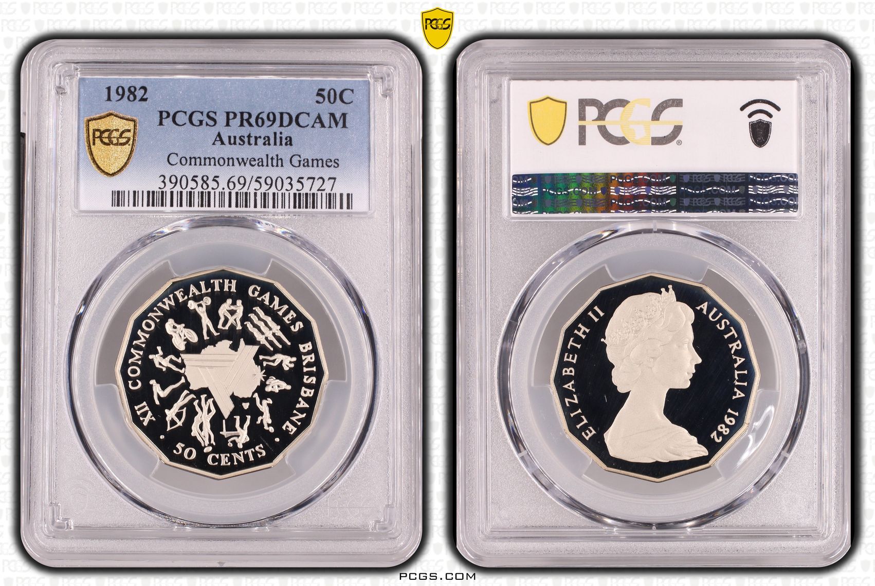 Commonwealth Games, Fifty Cent, 1982, PCGS PR69DCAM