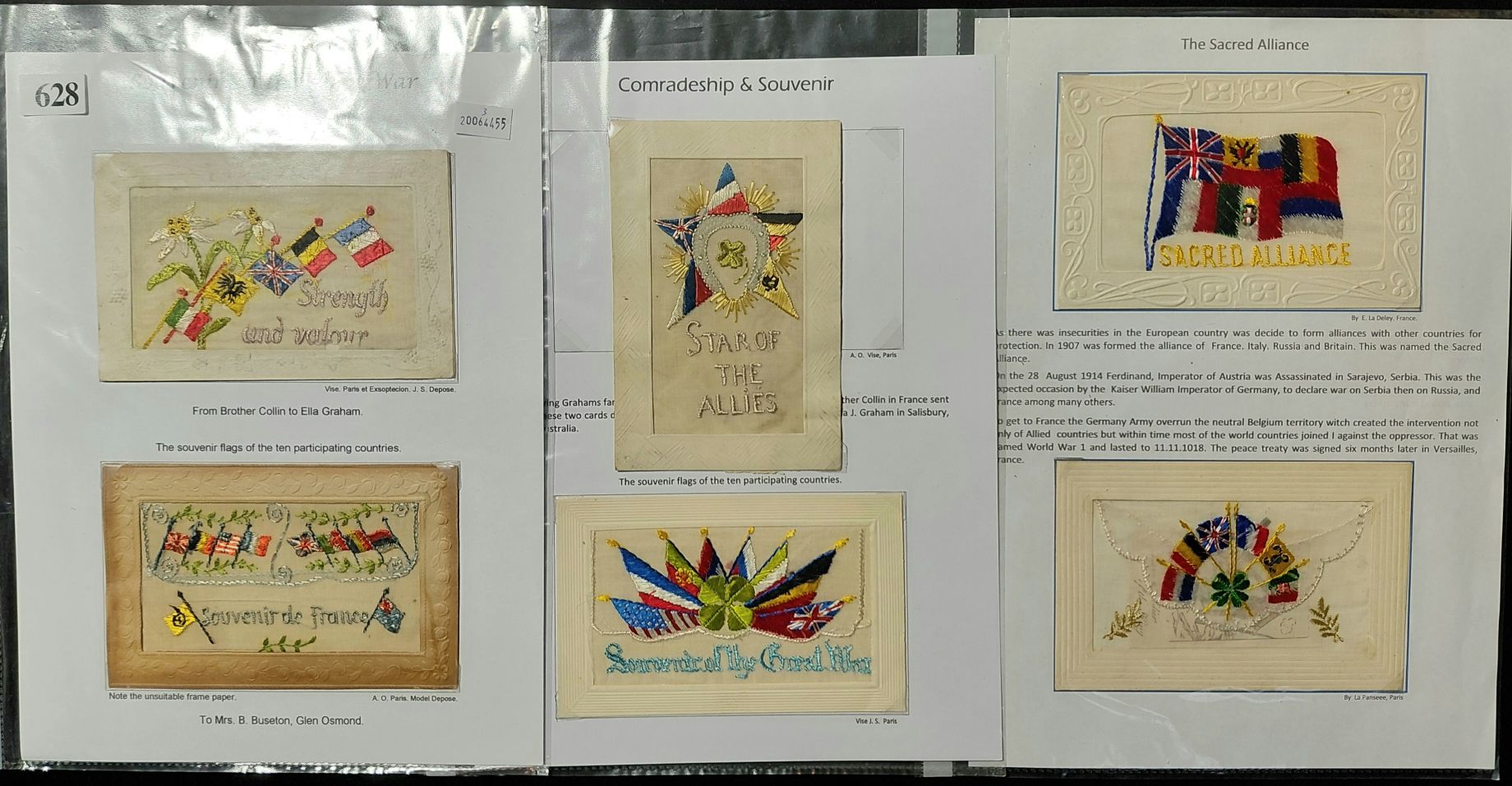 628 · SILK POSTCARDS - WWI