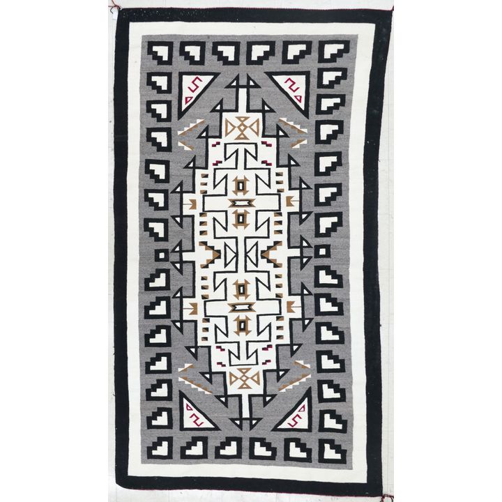Vintage Navajo Large Two Grey Hills Rug