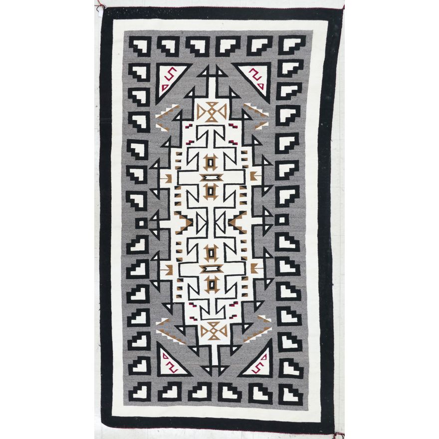 Vintage Navajo Large Two Grey Hills Rug