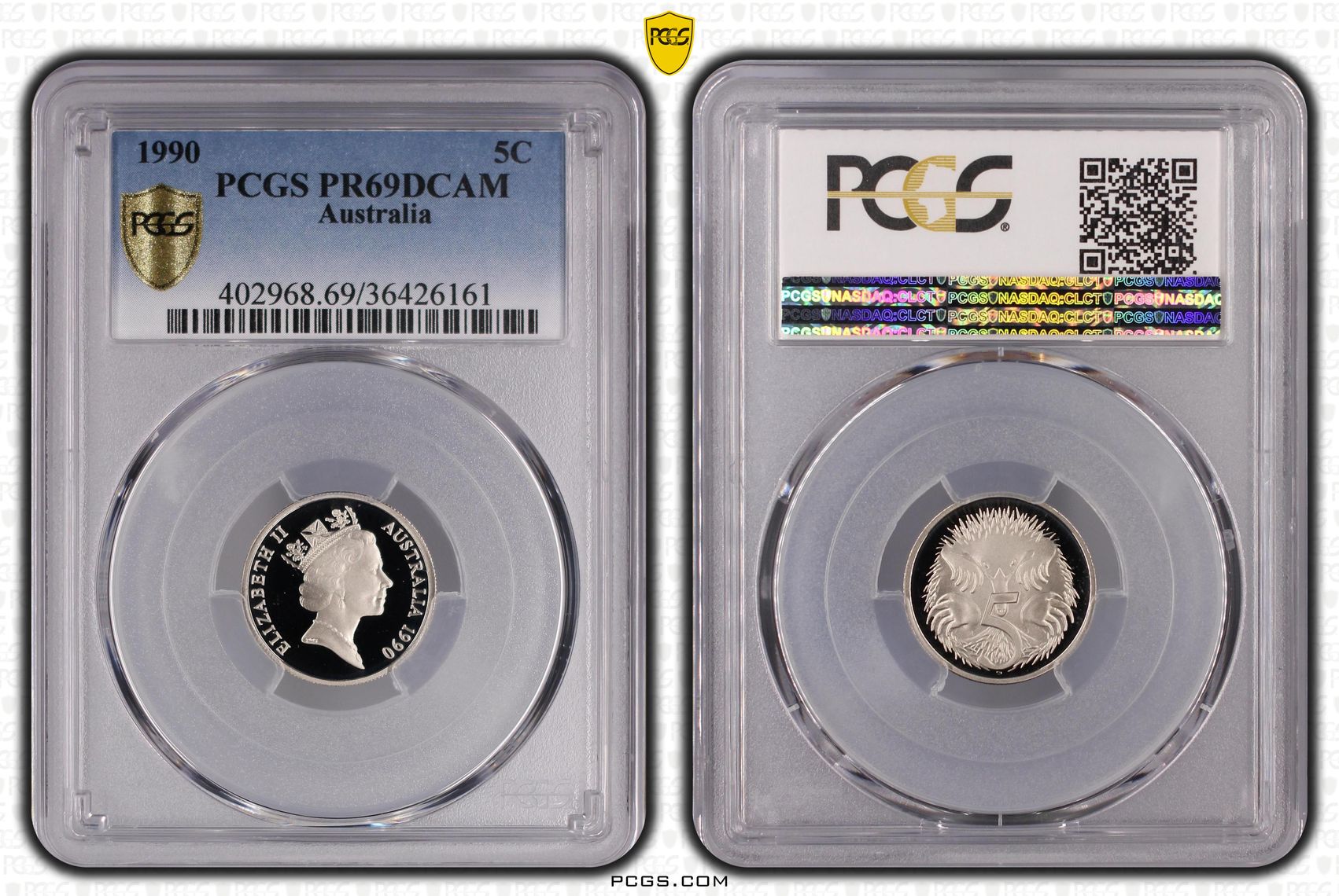 Elizabeth II, Five Cent, 1990, PCGS PR69DCAM