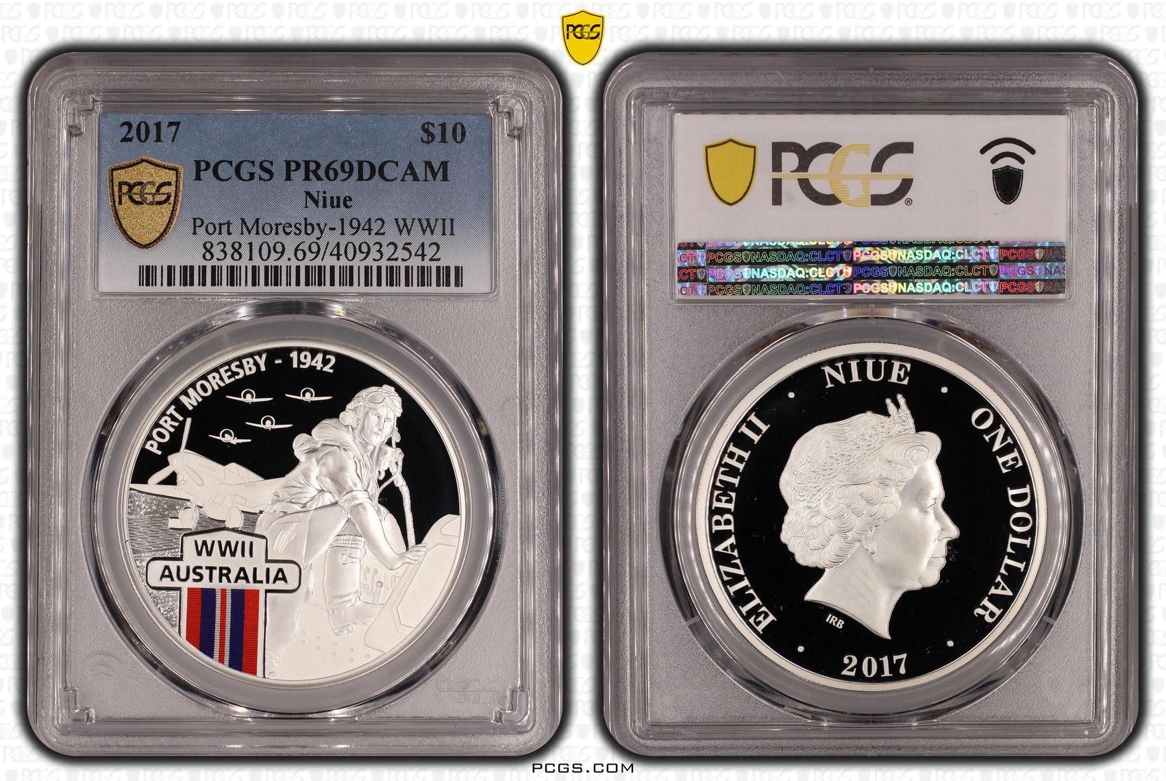 Niue, Port Moresby-1942 WWII, One Dollar, 2017, PCGS PR69DCAM