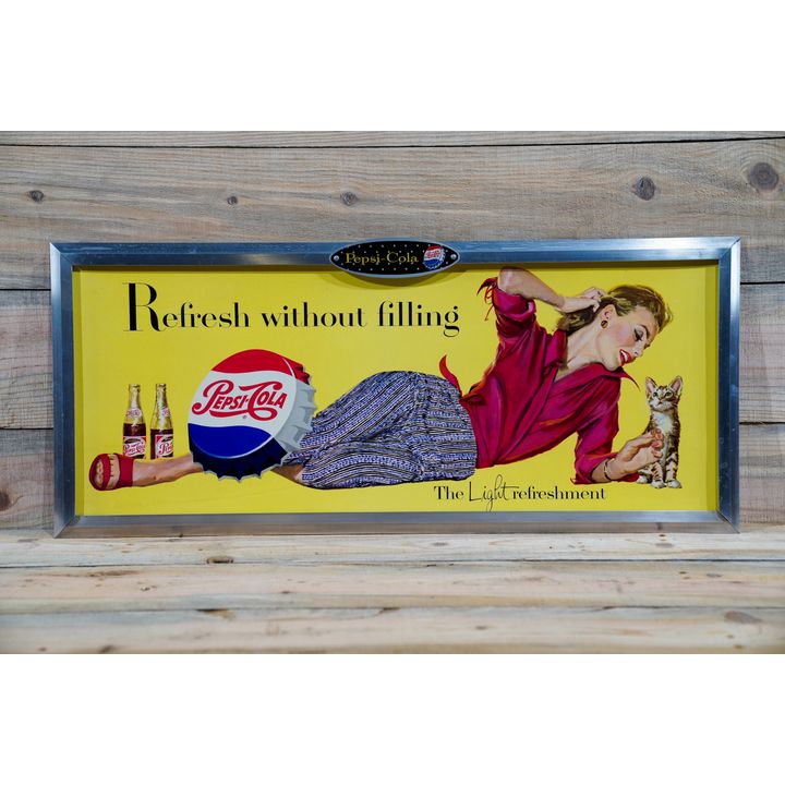 Pepsi-Cola "Refresh Without Filling" Trolley Sign TAC 9+