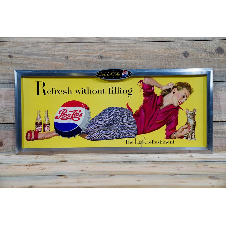 Pepsi-Cola "Refresh Without Filling" Trolley Sign TAC 9+
