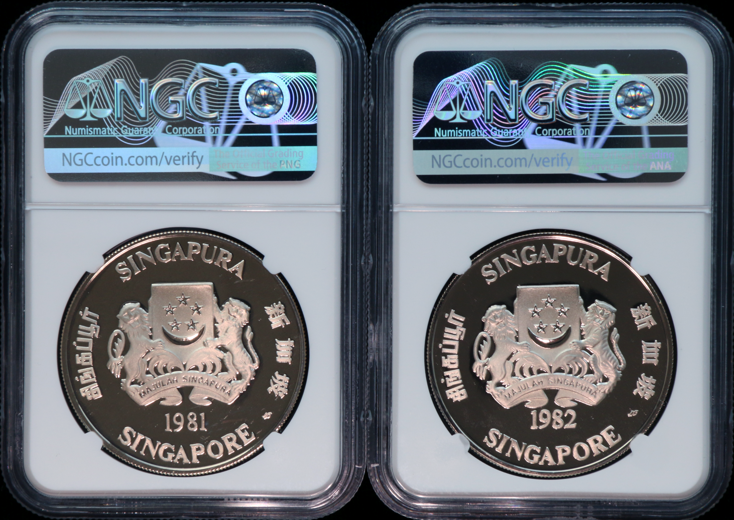 Singapore Lunar Series 1981-82 S$10 Rooster/Dog NGC PF69 Ultra