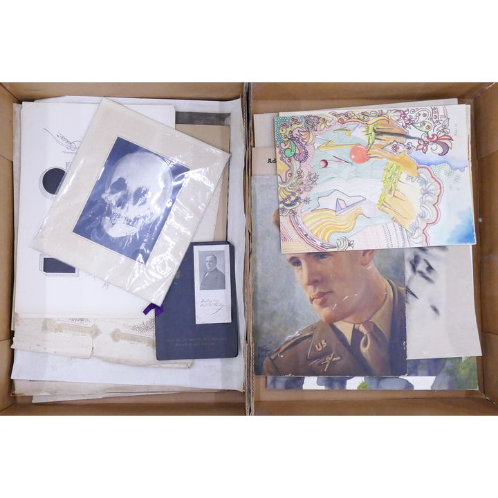 2 Boxes Antique Prints and Photos