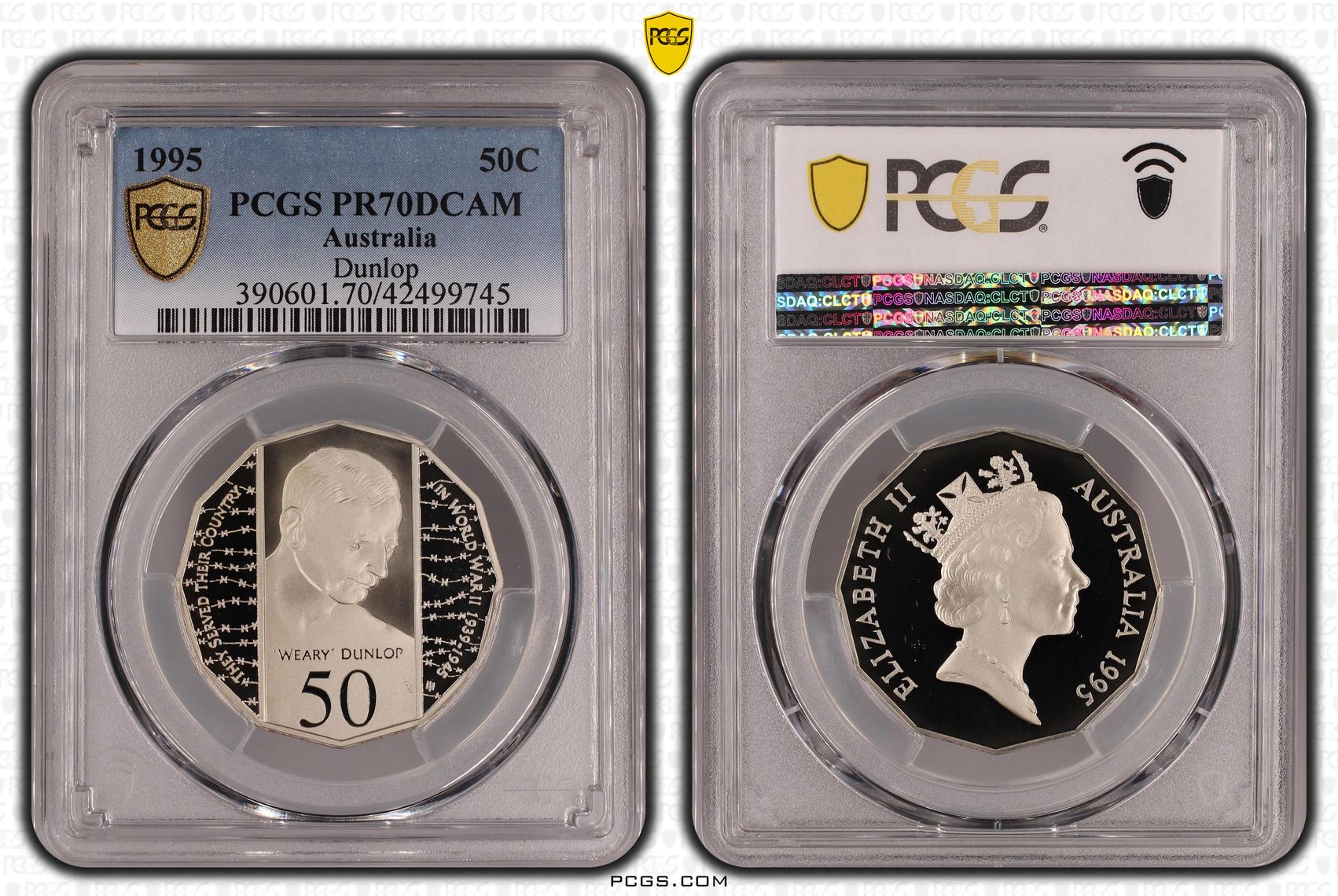 1995 Australia Fifty Cent, 50c Dunlop PCGS - PR70DCAM POP 11/0 -745