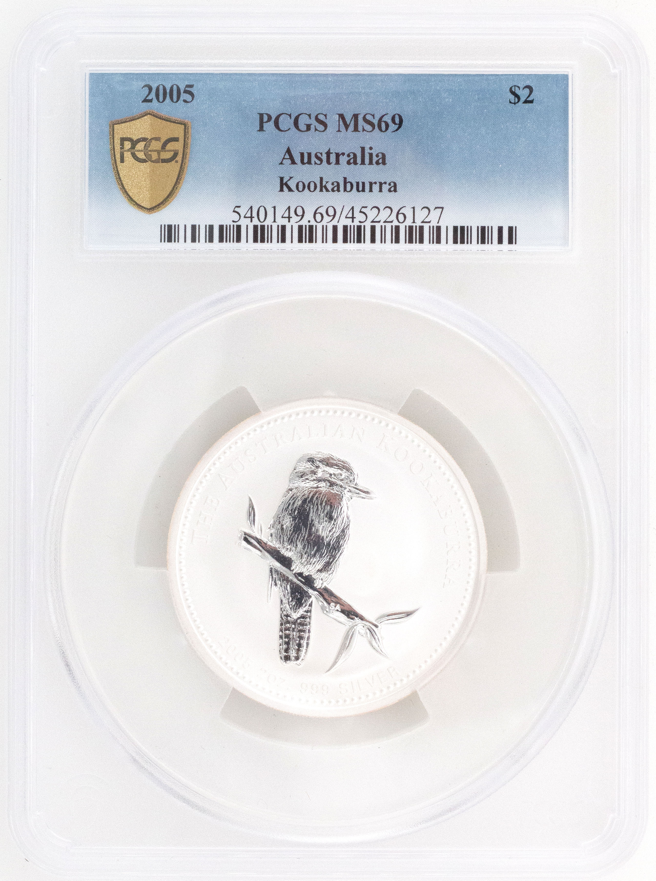 2005 Australia Two Dollar, $2 Silver Kookaburra PCGS - MS69 POP 10/0 -127