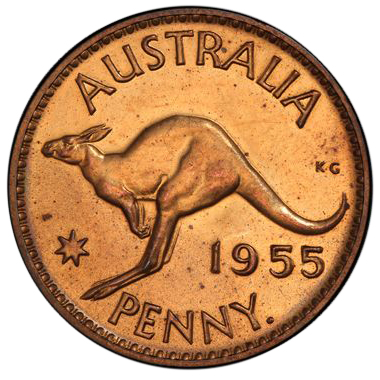 Elizabeth II, Penny, 1955-Y., PR 63 RB