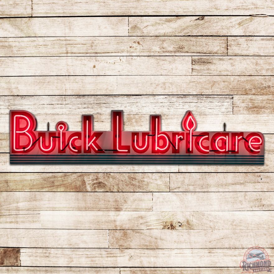 Exceptional Buick Lubricare 7' Die Cut Single Sided Porcelain Neon Sign