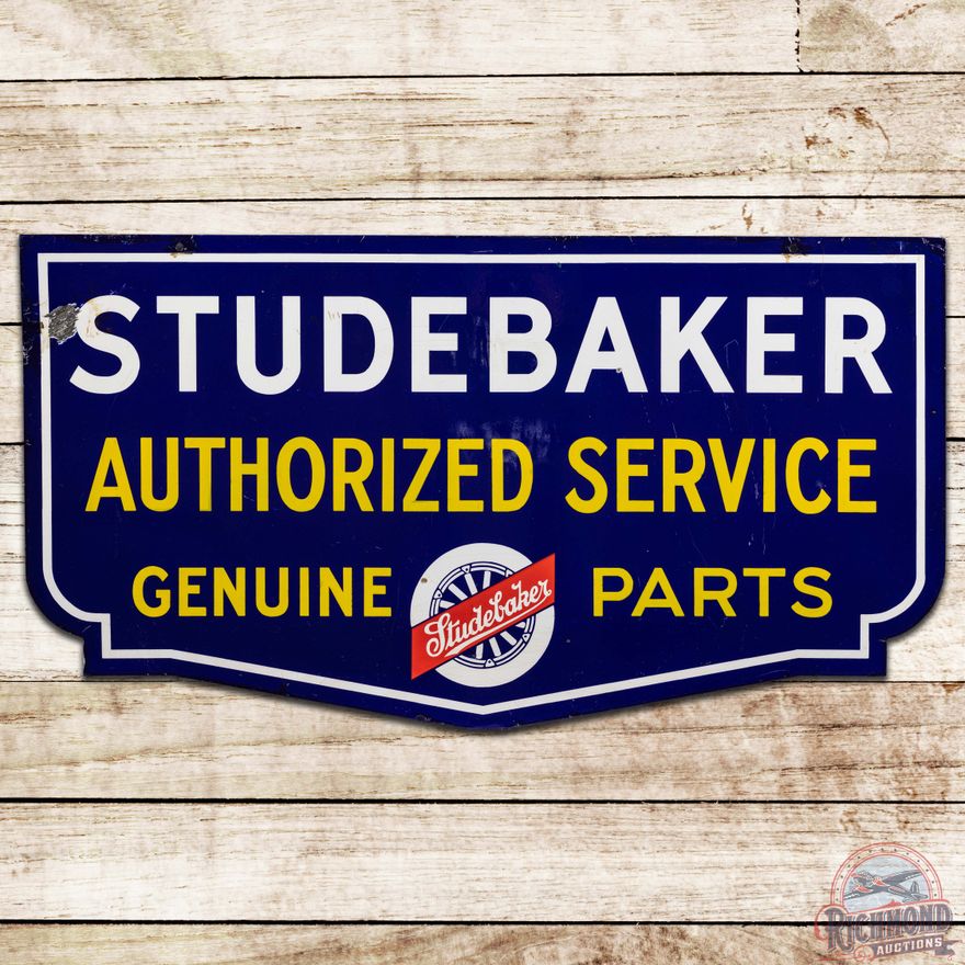 Studebaker Authorized Service Genuine Parts DS Porcelain Sign w/ Logo