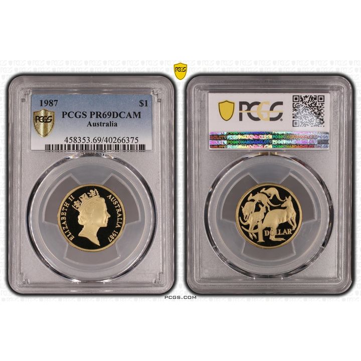 1987 Australia One Dollar, $1 PCGS - PR69DCAM -375