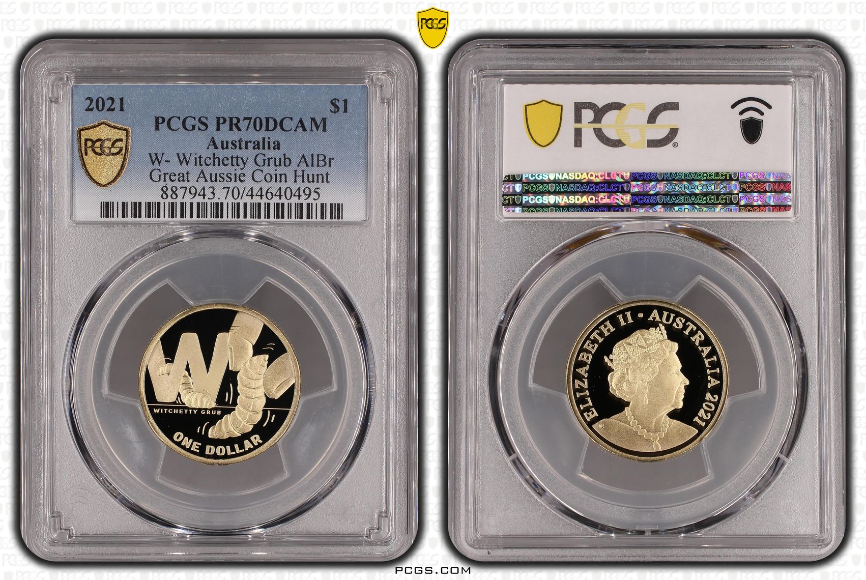 2021 Australia One Dollar, $1 W- Witchetty Grub AlBr PCGS - PR70DCAM POP 14/0 -495