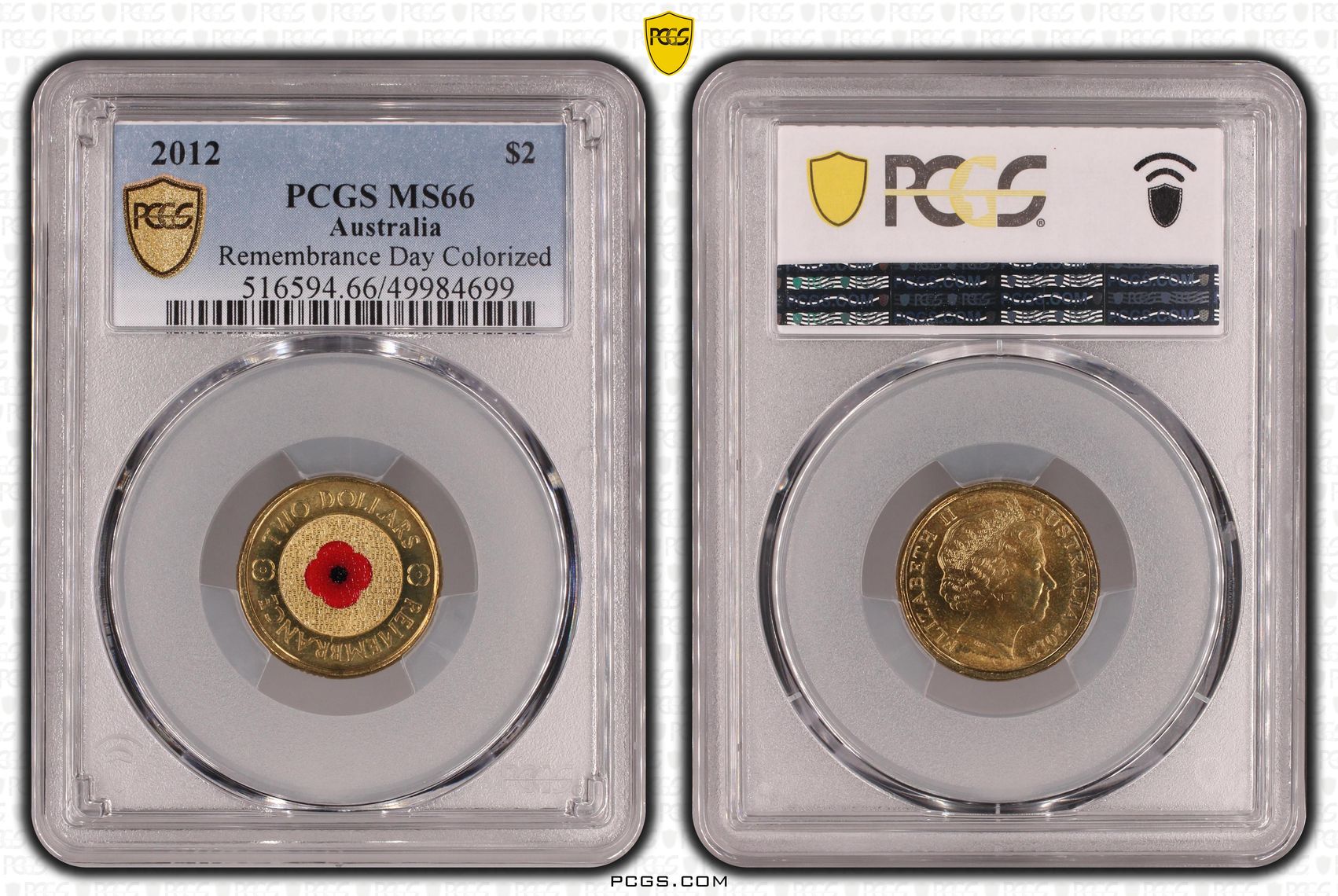 Remembrance Day Colored , Two Dollar, 2012, PCGS MS66