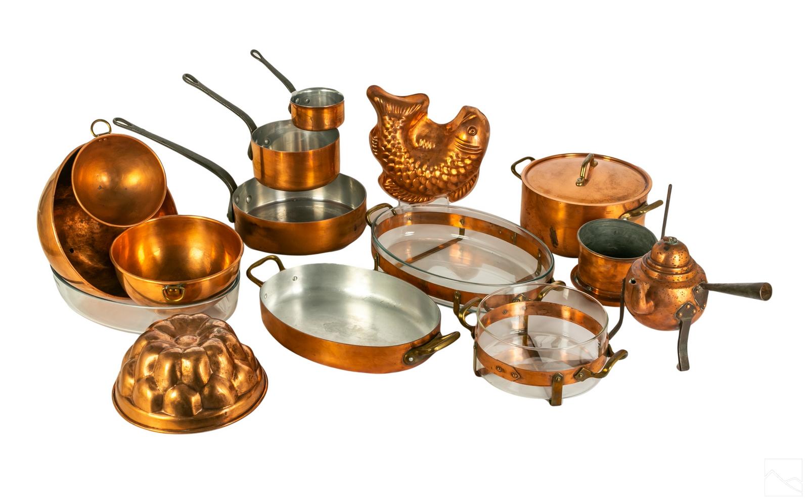 Le Gastronome Copper Pots, Pans, Cookware LOT 16pc
