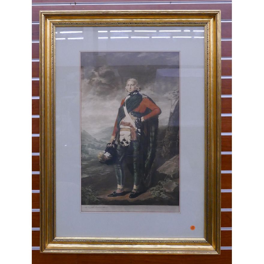 H. MacBeth Raeburn Scottish Mezzotint Etching in Gilt Carved Frame- 38x28''