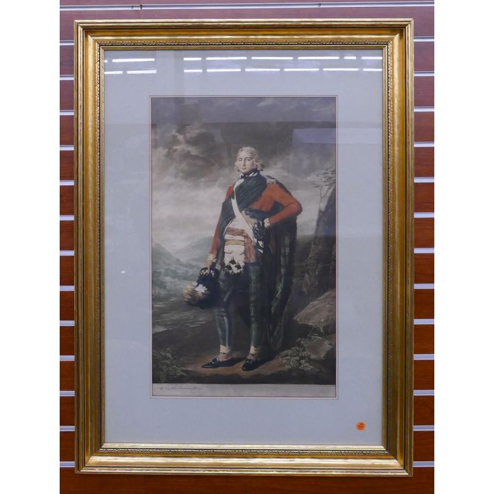 H. MacBeth Raeburn Scottish Mezzotint Etching in Gilt Carved Frame- 38x28''