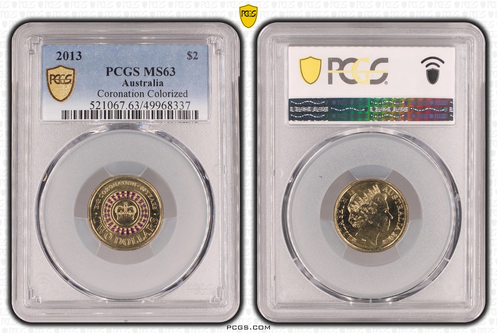 Coronation Colorized, Two Dollar, 2013, PCGS MS63