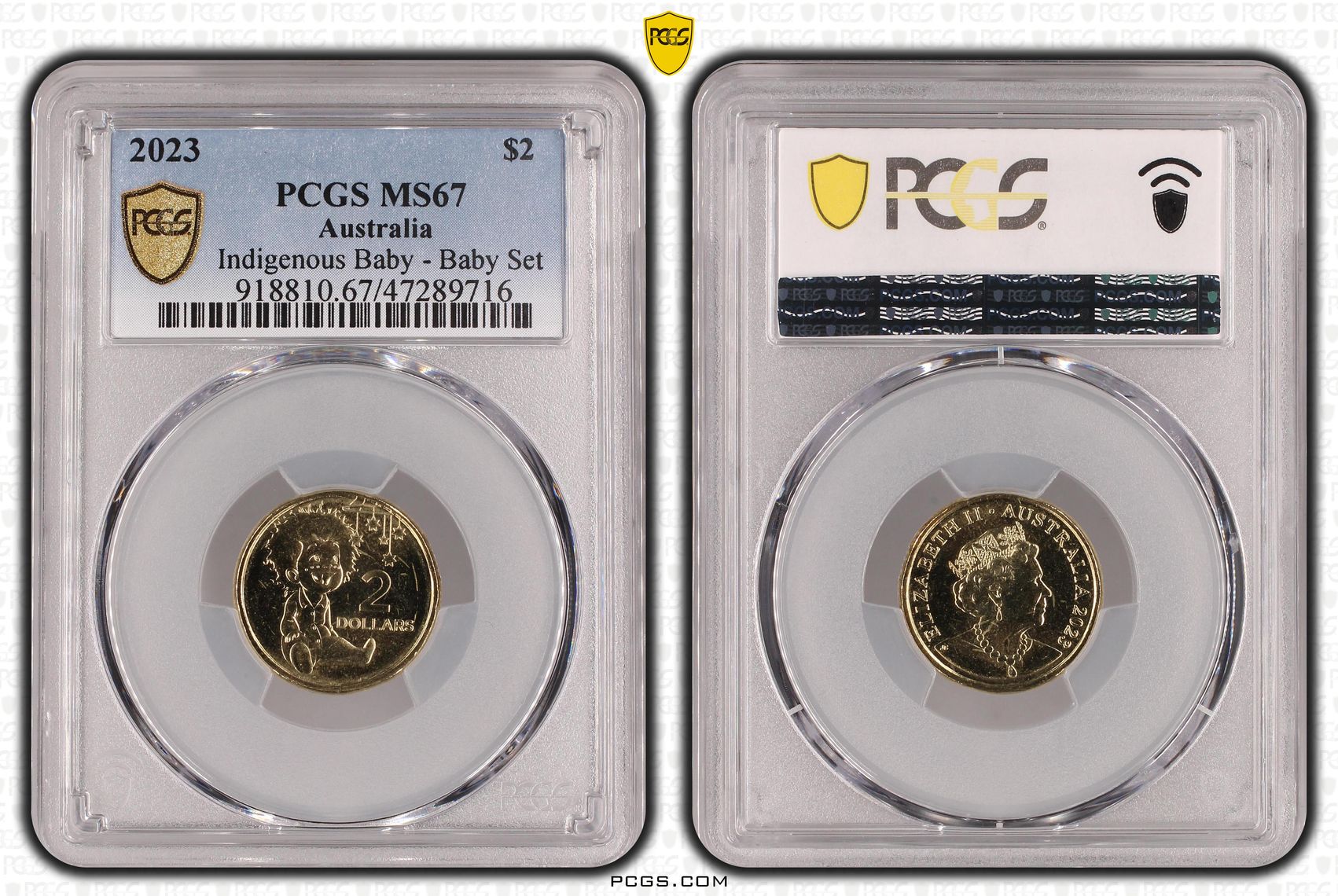 Elizabeth II, Indigenous Baby - Baby Set, Two Dollar, 2023, PCGS MS67