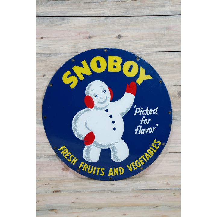24" Snoboy Fresh Fruits & Vegetables w/ Logo Single Sided Porcelain Sign TAC 8.75