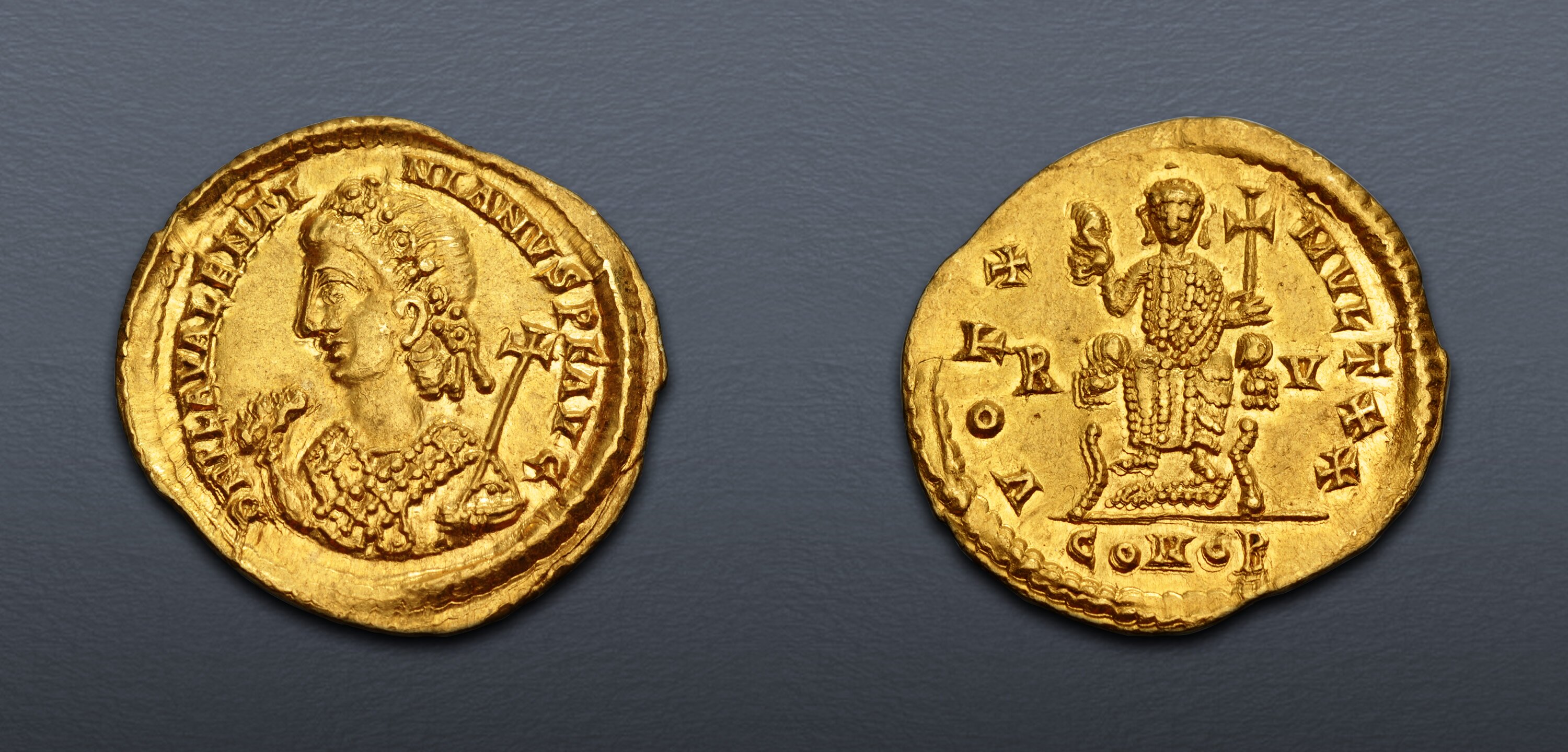 Valentinian III. AD 425-455. AV Solidus (22mm, 4.35 g, 6h). Consular ...