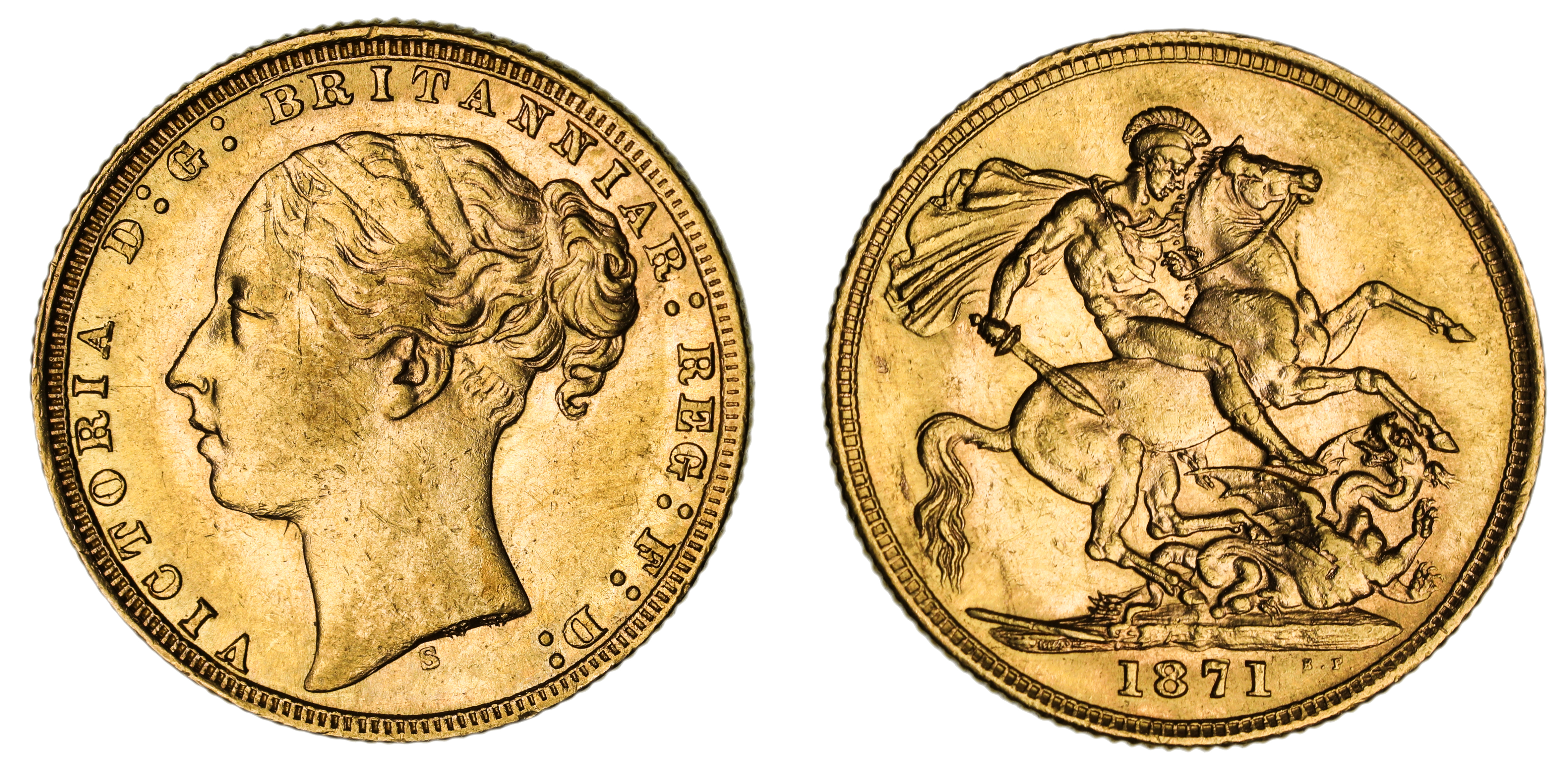 Victoria, St. George Reverse - Sydney Mint - Young, Sovereign, 1871, gVF