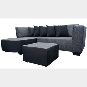 Oh So Suite Mini L-Shape Couch with Ottoman Black Woven |WATER DAMAGE ON BOTTOM