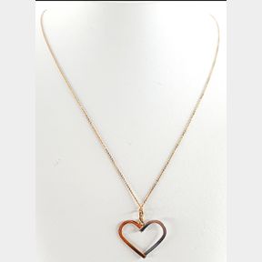 9CT GOLD PLATED & 925 SILVER HEART PENDANT & CHAIN - 51929/10069